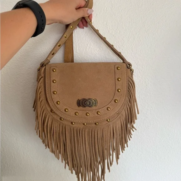 Zara 100% suede leather cringe crossbody bag - Picture 8 of 8